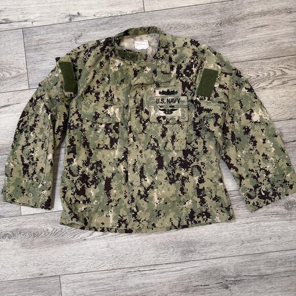 U.S. Navy NWU Type III Shirt Mens Large Short Green Digital Camo Ripstop Uniform - Picture 1 of 10